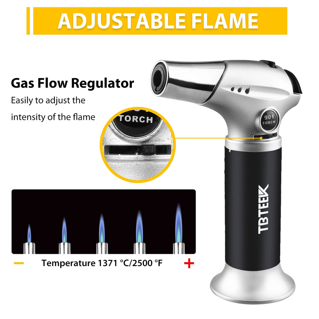 TBTeeK Butane Torch, Kitchen Torch Cooking Torch with Safety Lock & Adjustable Flame for Cooking, BBQ, Baking, Brulee, Creme, DIY Soldering, 2Pack (Butane Not Included)