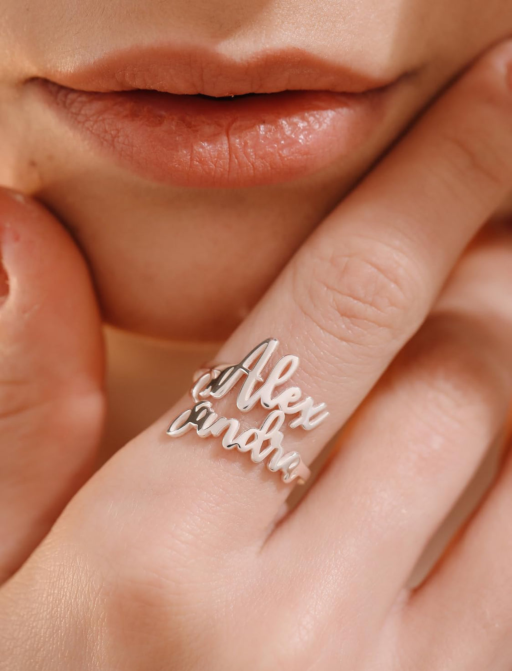 coobopet Custom Name Rings for Women Personalized 14K Gold Plated/Sterling Silver/Rose Gold Engraved Name Ring Customized Jewelry Gift Wedding Engagement Rings for Women Men Couples