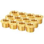 ChillWaves Brass Pipe Fitting, Reducer Hex Bushing 1/2" NPT Male x 1/4" NPT Female Thread Adapter(12-PACK)
