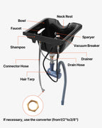 VEVOR Shampoo Basin, Black Hairdresser Sink Shampoo Bowl Sink, ABS Plastic Salon and Spa Hair Washing Sink, Hair Backwash Basin Beauty Salon Equipment for Hair Stylists