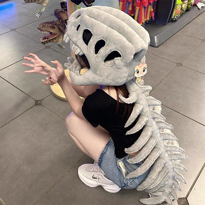 Dinosaur Costume 3D Skeleton Halloween Costume Small (31.5in) Gray