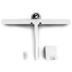 GÜTEWERK Silicone Shower Squeegee for Glass Doors & Mirrors with Stainless Steel Core, Streak-Free & No-Squeak Window Cleaning, 3-in-1 No-Drill Mount (Hook/Suction/Adhesive),White, 15 Inches