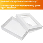 Wowxyz 19x14x4 Inches Cake Boxes 6pcs Rectangle Half Sheet 1/2 Sheet Bakery Boxes with Window - Donuts, Pastry Baking Cake, Pie White Cardboard Treat Packaging