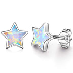 Hypoallergenic Star Girls Earrings, S925 Sterling Silver Post Fire Opal Stud Earrings For Women ARSKRO Tiny Little Small Cute Earring Jewelry Gifts for Kids Sensitive Ears