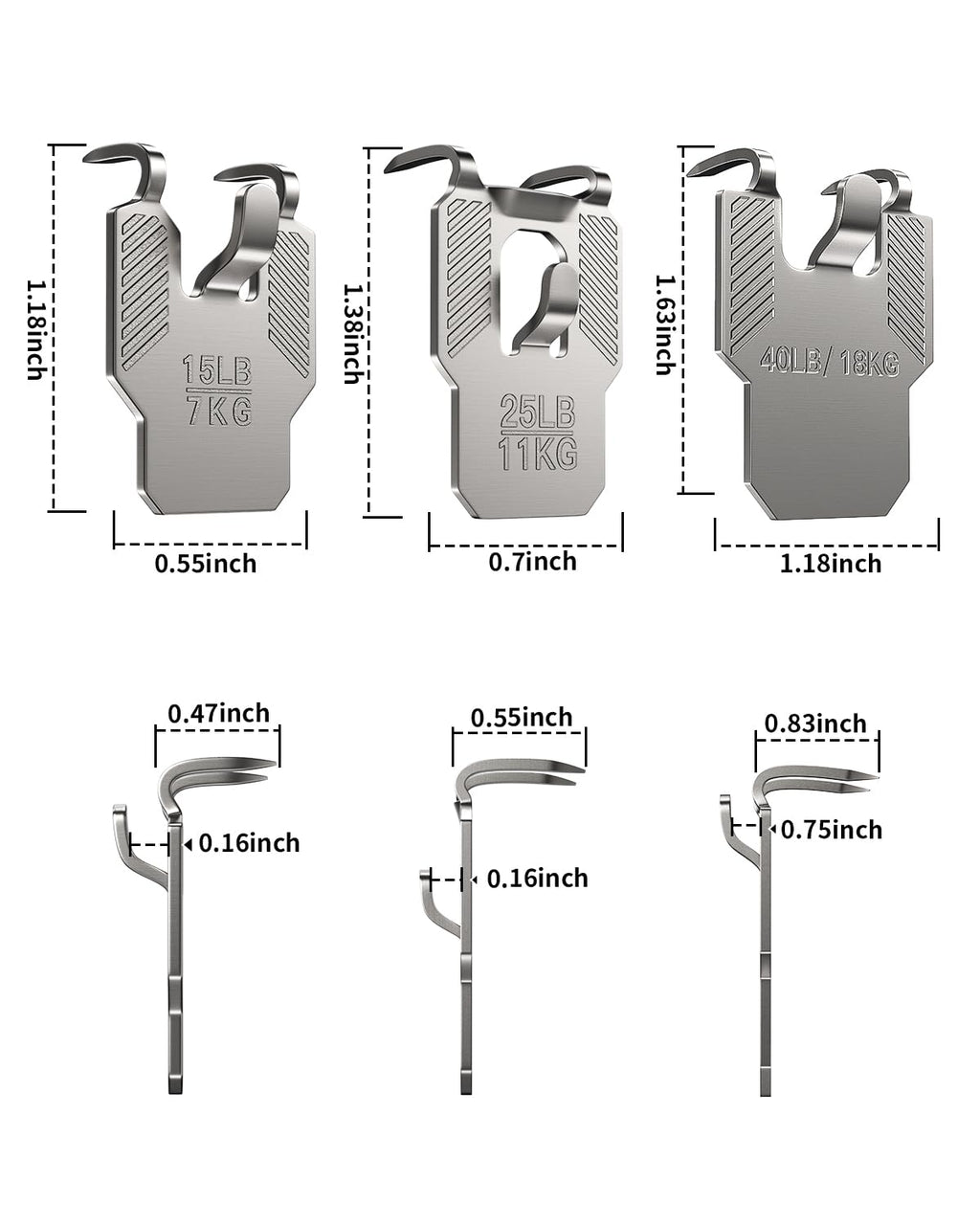 15 25 40 lb Drywall Picture Hangers Claw: 25 Pack Heavy Duty Damage Free Wall Picture Hanging Hooks - Art Mirror Photo Frame Sawtooth Wire D Ring Hanger Kit for Room Office Decor