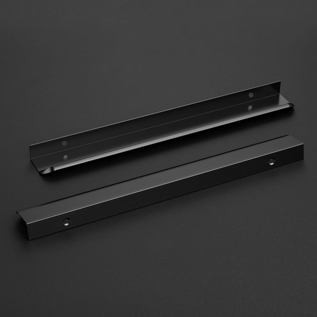 Ravinte Hardware 8 Pack Black Cabinet Handles, 11.8 Inch (300mm) Finger Edge Pulls, 8.8 Inch Hole Center, Finger Pulls for Cabinets