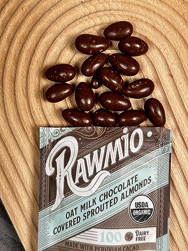 Rawmio Oat Milk Chocolate Covered Sprouted Almonds - Organic, Raw, Vegan, Gluten-Free - 3 Packs, 2 oz.