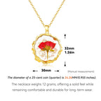 Hefestus Birth Flower Necklaces for Women,June Month Real Pressed Rose Flower Necklace,Boho-Style Personalized Jewelry,Handmade Floral Pendant,Thoughtful Gift for Christmas,Birthday|18" (Gold)