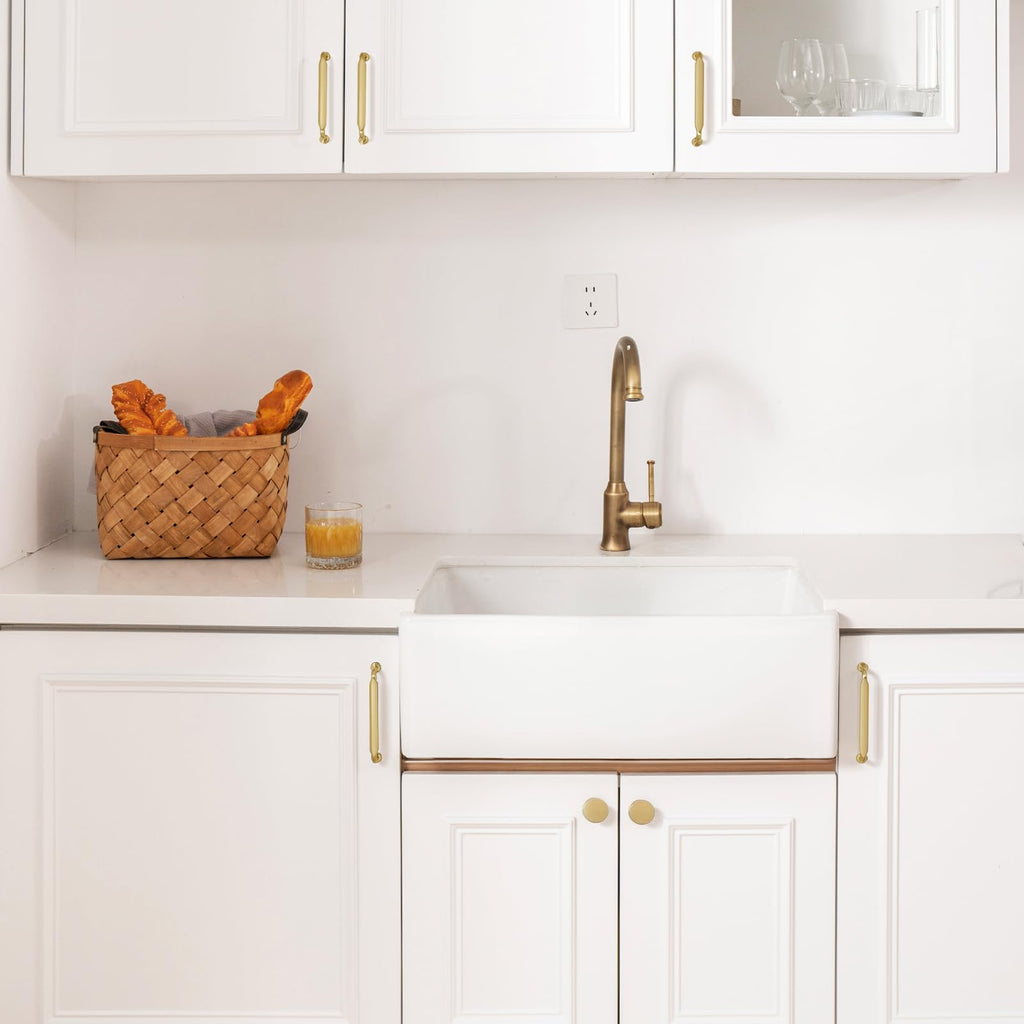 Goldenwarm 20 Pack Brushed Brass Cabinet Knobs Round Gold Drawer Knobs Kitchen Cabinet Handles Solid Zinc Alloy Pulls for Bathroom Dresser Hardware
