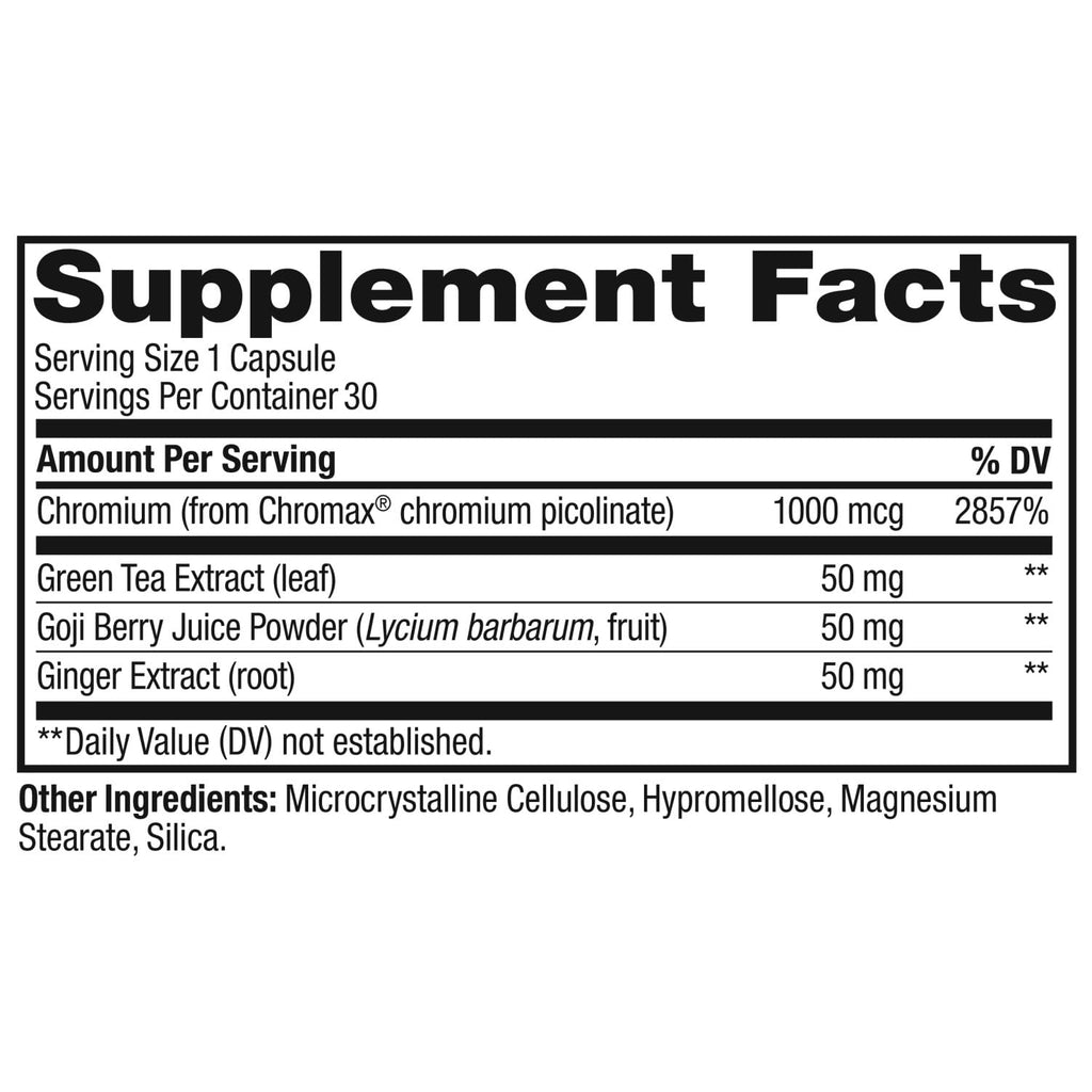 OLLY Combat Cravings, Metabolism & Energy Support Supplement,1000 mcg Chromium, Green Tea, Goji Berry, Ginger - 30 Count (Pack of 2)