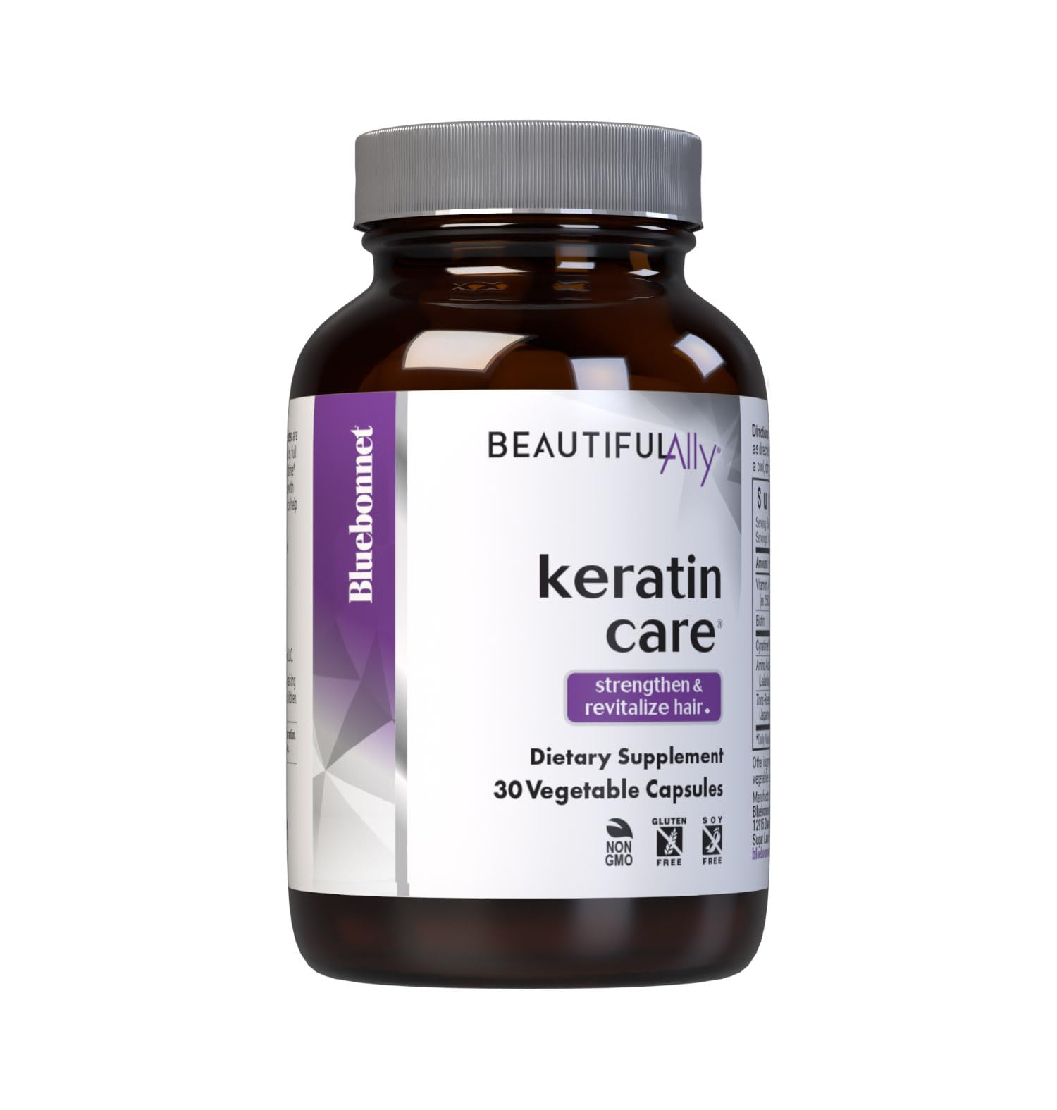 Bluebonnet Nutrition Beautiful Ally Keratin Care, Beauty Nutrient, Best for Hair, Strengthen and Revitalize Hair*, Non GMO, Gluten Free, Soy Free, Milk Free, 30 Vegetable Capsules, 30 Servings