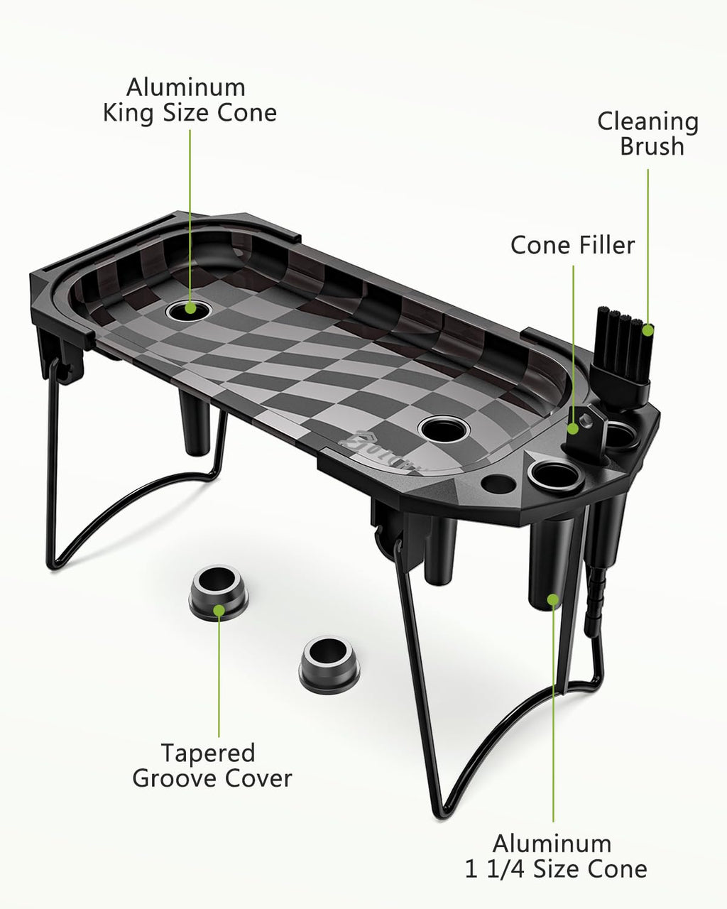 OZCHIN Foldable Metal Tray Set, Stylish Tray with Cleaning Brush & Scoop Card, Portable Space-Saving Organizer for Home or Travel, Great