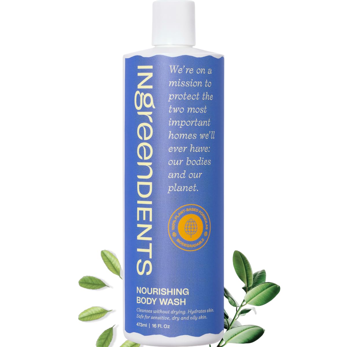 Ingreendients Moisturizing Body Wash For Sensitive, Dry & All Skin Types - pH Balanced, Natural, Organic, Non-Toxic, Vegan, Sulfate-Free, Paraben-Free, Gluten-Free (16 FL. OZ)