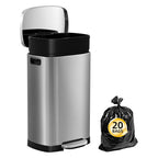 KdbK Kitchen Trash Can with Lid, 13 Gal Stainless Steel Pedal Garbage Can