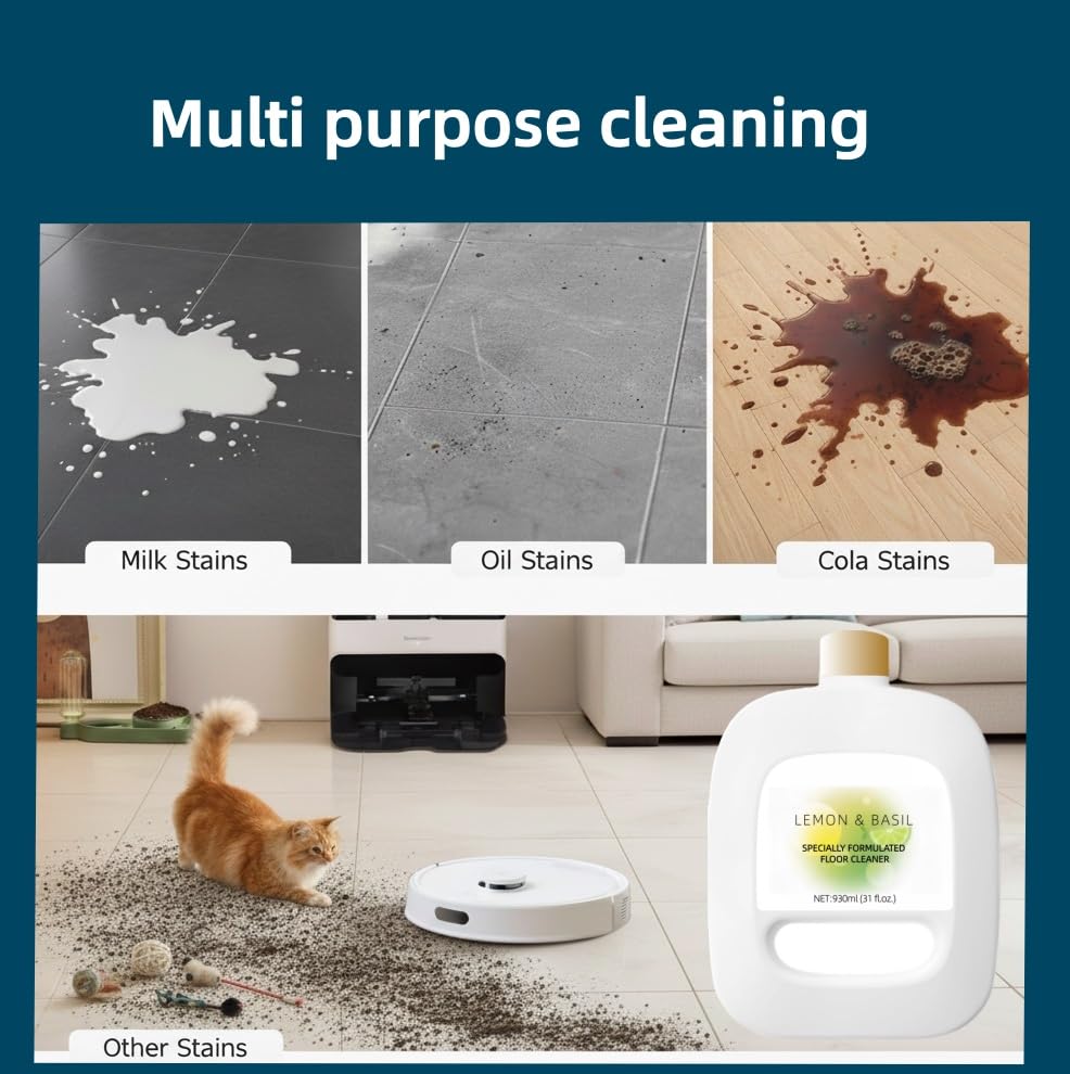 440934 Floor Cleaning Solution Compatible With NARWAL Robot Vacuum And Mop Cleaner(Model Freo | Freo X Ultra). Residue & Streak Free.Deep Cleans For Multiple Hard Floors.LEMON & BASIL Scent(2 bottle)