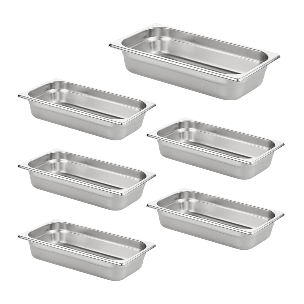 HECMAC 6 Pack Anti-Jam Hotel Pans, 1/3 Size 2 1/2 Inch Deep, Commercial Stainless Steel Chafing Steam Table Pan, Catering Storage Metal Food Pan, 23 Gauge