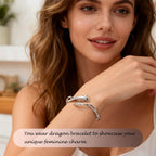 CAIYUNELEX Dragon Bracelet - Cuff Bracelet for Women Symbolize Strength and Wealth Unique Dragon Themed Jewelry Dragon Gifts Adjustable (Silver/Gold)