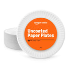 Amazon Basics 9" Uncoated White Paper Plates, Microwave Safe, 100 Count