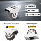 8Pcs 1-1/4 Inch Mini Rigid Caster Wheels, Small Low Profile Rubber Rolling Wheels with Steel Top Plate, Little Casters Wheels for Furniture, Under Bed Storage Drawers, Non Swivel