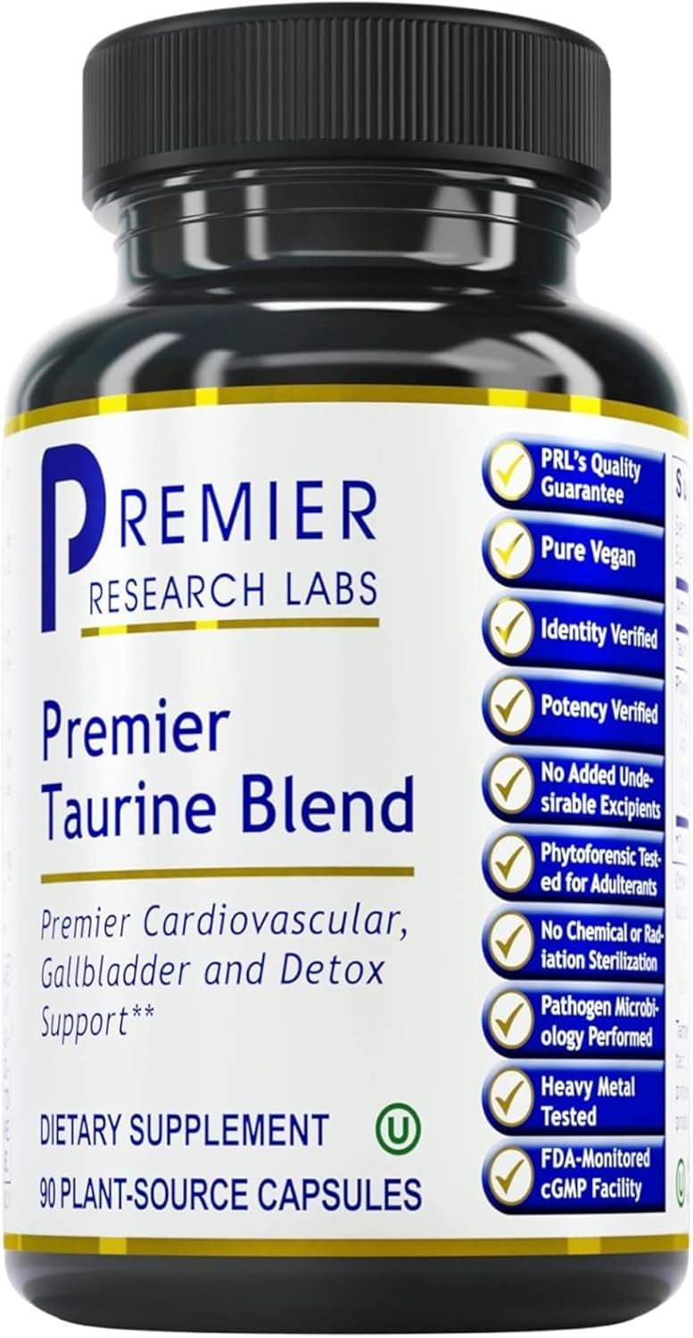 Premier Research Labs Taurine Blend - Amino Acid Supplement for Liver, Gallbladder, Brain & Heart Health, for Women & Men - 90 Vegetarian Capsules