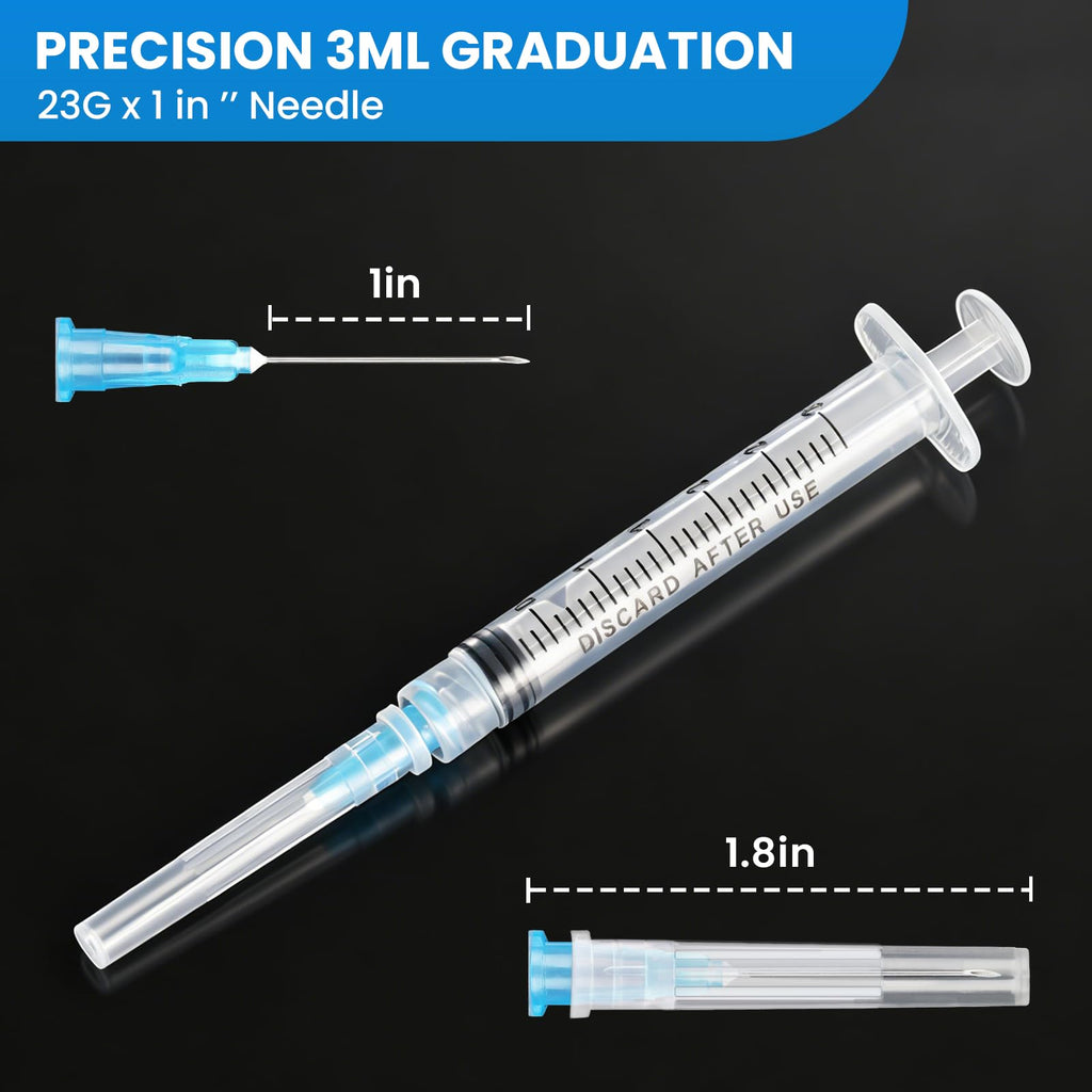 3ml 23G 1Inch Industrial Liquid Dispenser, Precision Fine Tip, Individually Wrapped, for Adhesive, Lubricant, Ink & Lab Transfer, 32 Pack