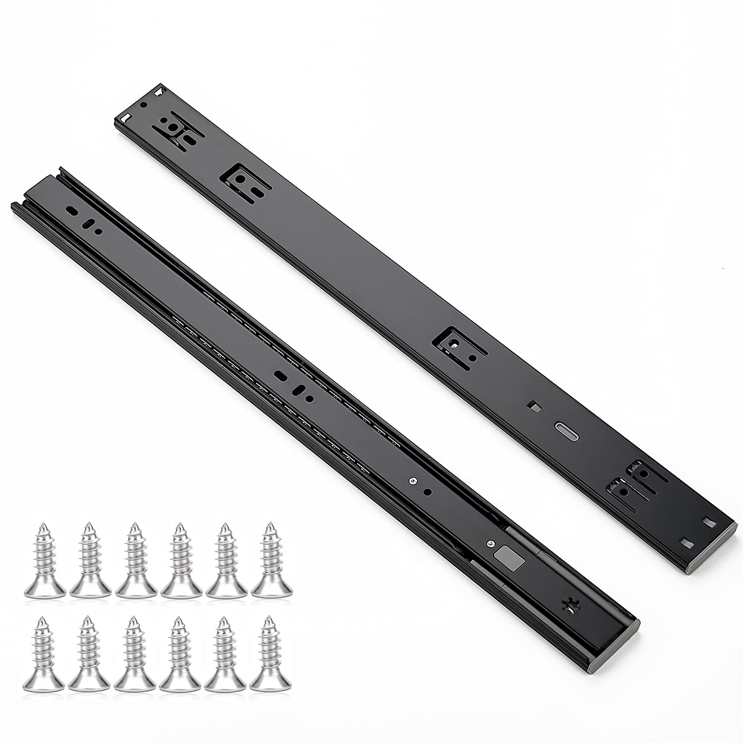 Ravinte 20 Inch Soft Close Drawer Slides 1 Pairs 2 Pack Black Full Extension Ball Bearing Drawer Glide Side Mount