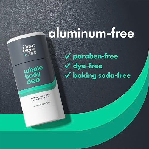 Dove Men+Care Whole Body Deo Aluminum-Free Deodorant Stick Aloe + Bamboo Helps Avoid Chafing Suitable from Pits, Privates, to Feet 2.6 oz