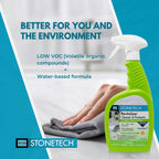 StoneTech Revitalizer Cleaner and Protector | Natural Stone Cleaner | Marble, Quartz, Granite Countertop Cleaner | 3-in-1 Cleans and Reseals | 2-Pack 24 oz Spray + Microfibers, Citrus Scent