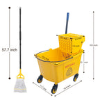 KeFanta 35 Quart Commercial Mop Bucket with Side Press Wringer on Wheels
