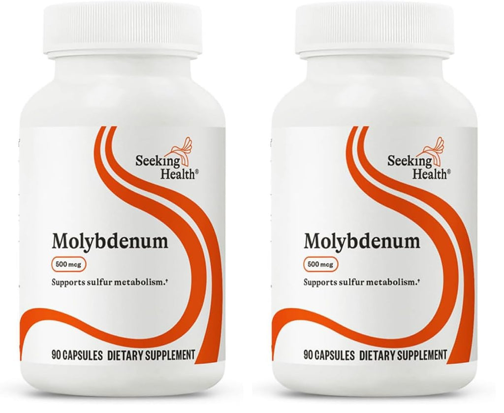 Seeking Health Molybdenum 500, Molybdenum Glycinate Chelate Supplement to Support Healthy Detoxification, Supports Metabolism and Iron Utilization, Vegetarian (90 Capsules) (Pack of 2)