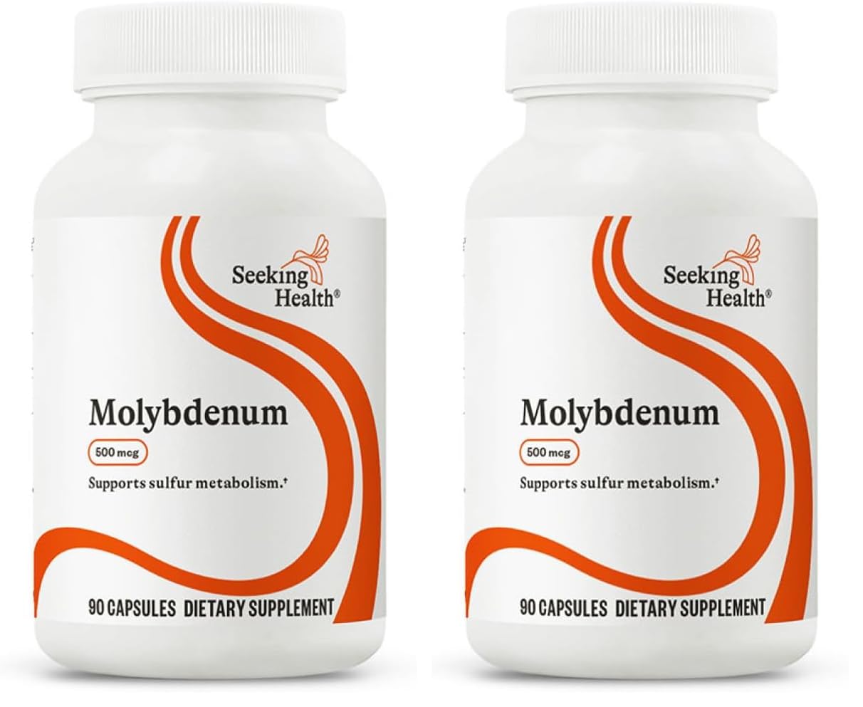 Seeking Health Molybdenum 500, Molybdenum Glycinate Chelate Supplement to Support Healthy Detoxification, Supports Metabolism and Iron Utilization, Vegetarian (90 Capsules) (Pack of 2)