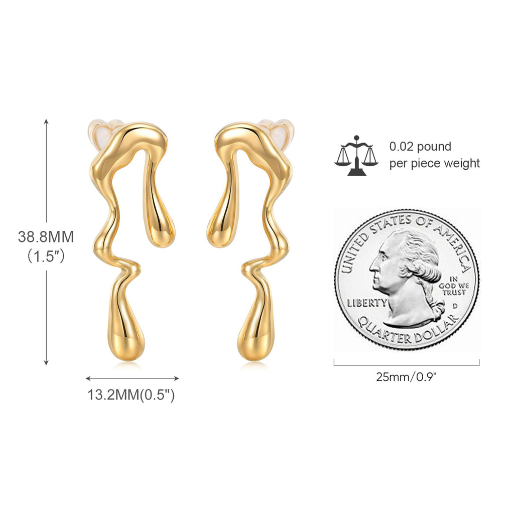 Womens Gold Studs Earrings, 14K Gold Plated Personality Big Stud Earring,Stainless Steel Hypoallergenic Ear Rings Trendy Jewelry,Christmas Birthday Gifts for Girlfriend Sister