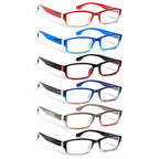 JOSCHOO 6 Pack Computer Reading Glasses for Women and Men with Comfortable Spring Hinges for Men and Womens Readers (6 Mix Clour, 2.50, x)
