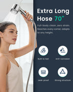 Fitespot Filtered Shower Head with Handheld with 4PCS Filters, High Pressure 4 Spray Modes Shower heads with Filter, IronDrops Water Softener Filter for Hard Water 70" Hose (Chrome)