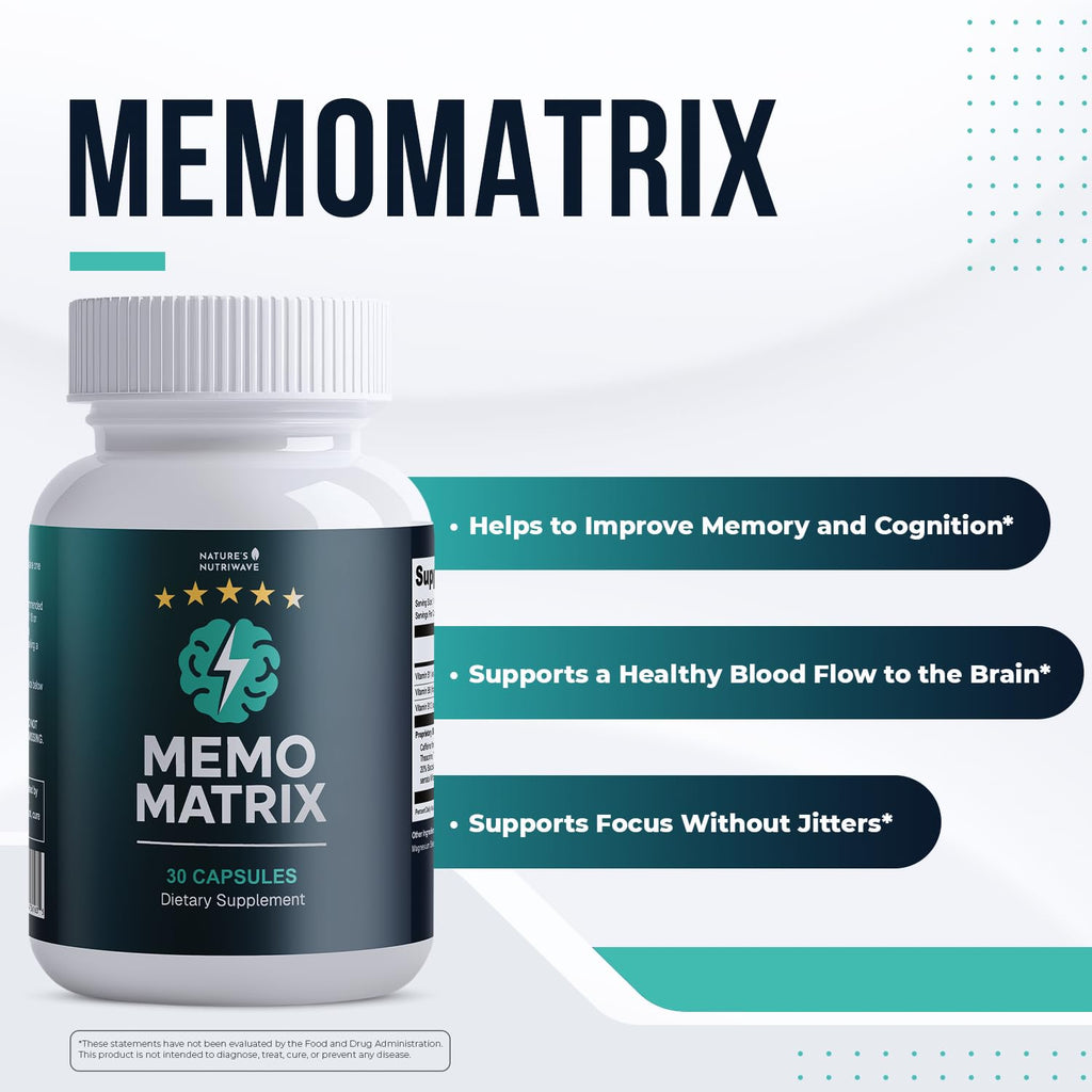 Memo Matrix – B1, B6, B12, Bacopa & Rhodiola – 30 Ct, 1 Month Supply