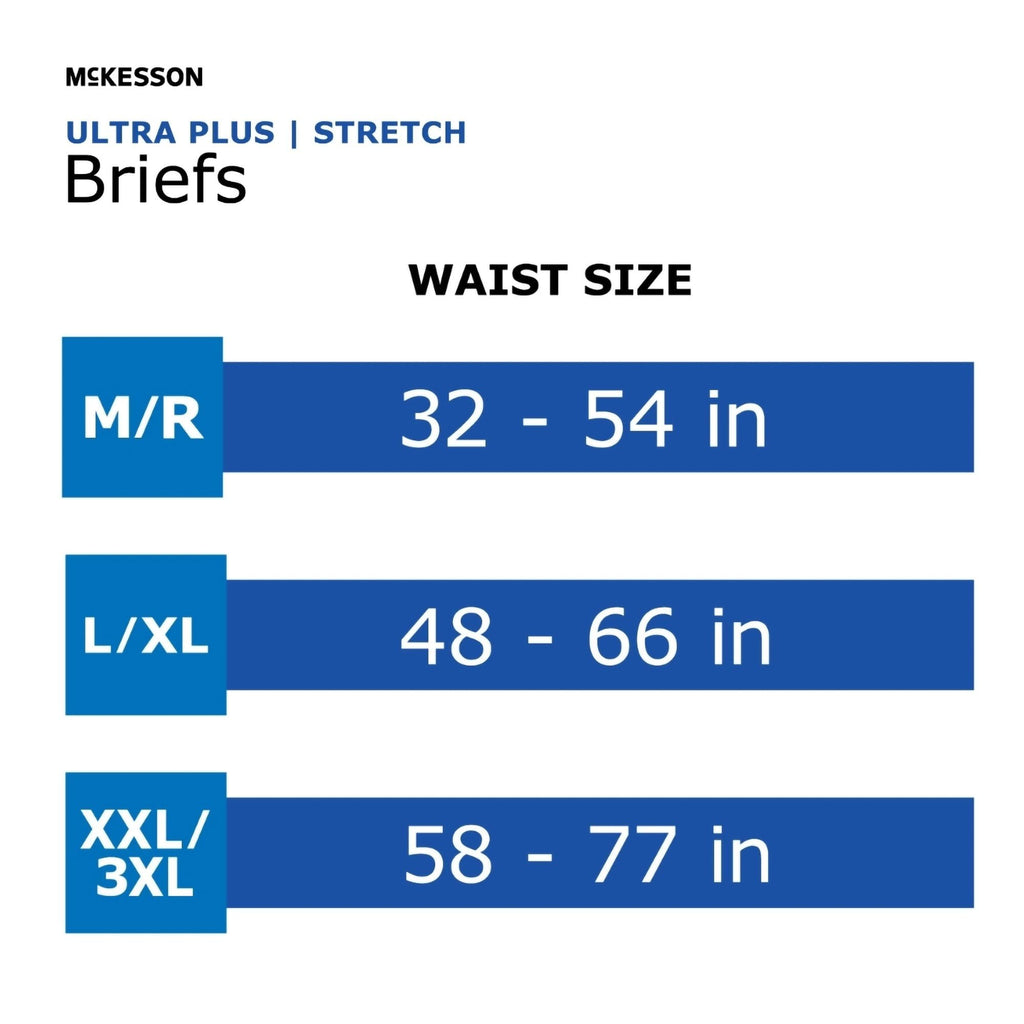 McKesson Ultra Plus Stretch Briefs, [80 Count], XXL/3XL, 58-77 in. Incontinence Adult Diapers, Heavy Absorbency, Unisex, Disposable, Elastic Leg Gathers and Contoured Fit for Men and Women