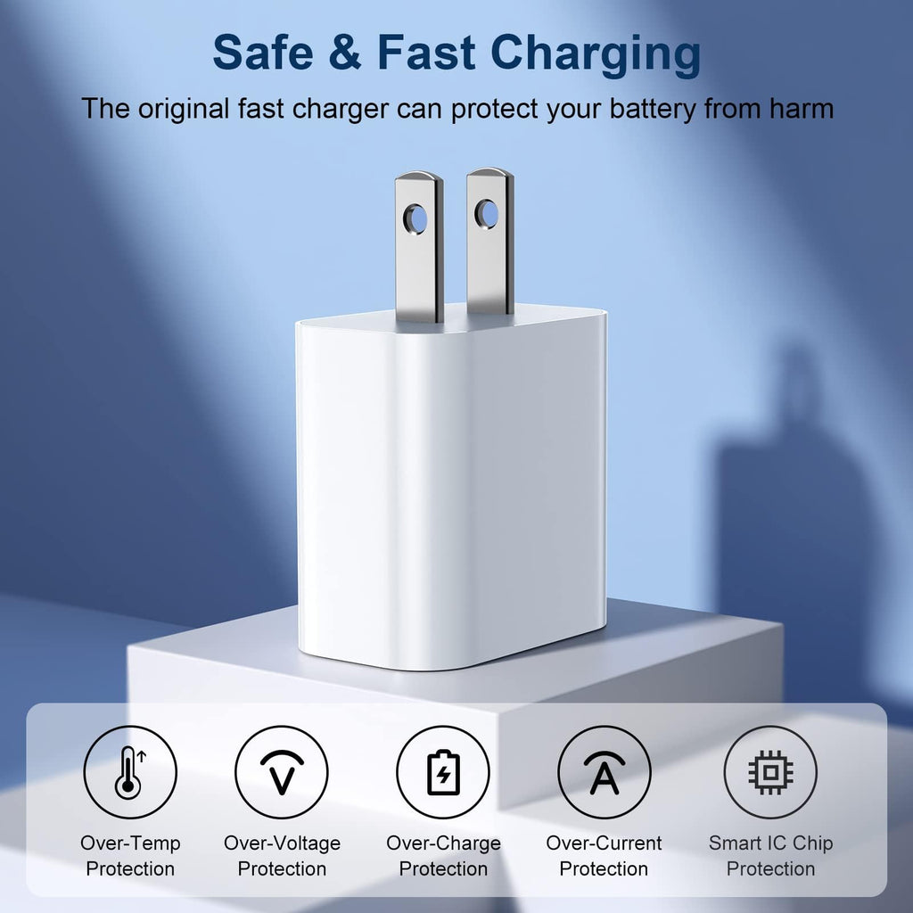 GREPHONE iPhone Charger Fast Charging,20W PD USB C Wall Charger 4 Pack with 6FT Fast Charging Cable - Fast Charger for iPhone 14/14 Pro Max/13/13 Pro/12/12 Pro/11/11 Pro/XS, iPad