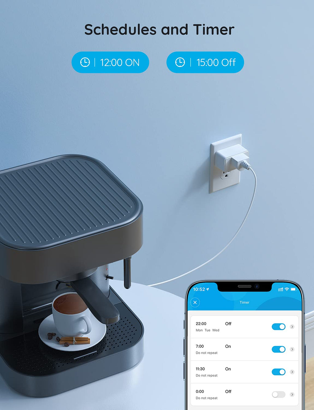 Govee Smart Plug 15A, WiFi Bluetooth Outlets 4 Pack Work with Alexa and Google Assistant, WiFi Plugs with Multiple Timers, Govee Home APP Group Control Remotely, No Hub Required, ETL&FCC Certified