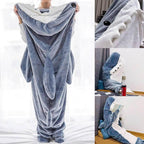 inkArts Shark Blanket Hoodie - Adult Shark Sleeping Bag & Cozy Flannel Hoodie