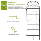 hogardeck 1PC 45x14 Inch Heavy Duty Metal Trellis - Black Rustproof Coated Outdoor Garden Support for Climbing Plants, Roses, Vegetables