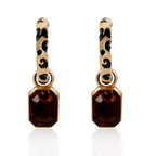 Leopard Hoop Earrings for Women Cheetah Leopard Print Open Hoop Earrings with Dangle Brown Faceted Glass Gemstone Charm Drop Animal Spots Earrings Party Jewelry Gifts for Women