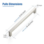 JOY DECOR 18 Pack Cabinet Handles,8-13/16 Inch Brushed Nickel Cabinet Pulls,Kitchen Cabinet Handles Square Drawer Pulls Stainless Steel Drawer Hardware Handles, 224mm Hole Centers