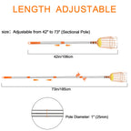 ALongwujin Fruit Picker Pole Tool with Basket Long Handle, 27-75 Inch Adjustable Fruits Picking Pole Tool for Apple Lemon Orange Mango Avocado Fruit Tree Picking