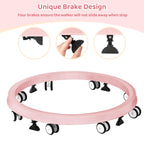 Baby Walker with Wheels, One-Touch Folding Baby Walkers, 7-Speed Height Adjustment with Large Dinner Plate, Anti-Roll 8-Wheel with Brake for 6-18 Months Baby, Full Pink