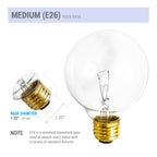 (4 Pack) G25 Globe Light Bulbs – 25W Incandescent, 2700K Soft White, E26 Base, Dimmable – Crystal Clear Vanity Bulbs for Bathroom, Mirror, Pendant Fixtures