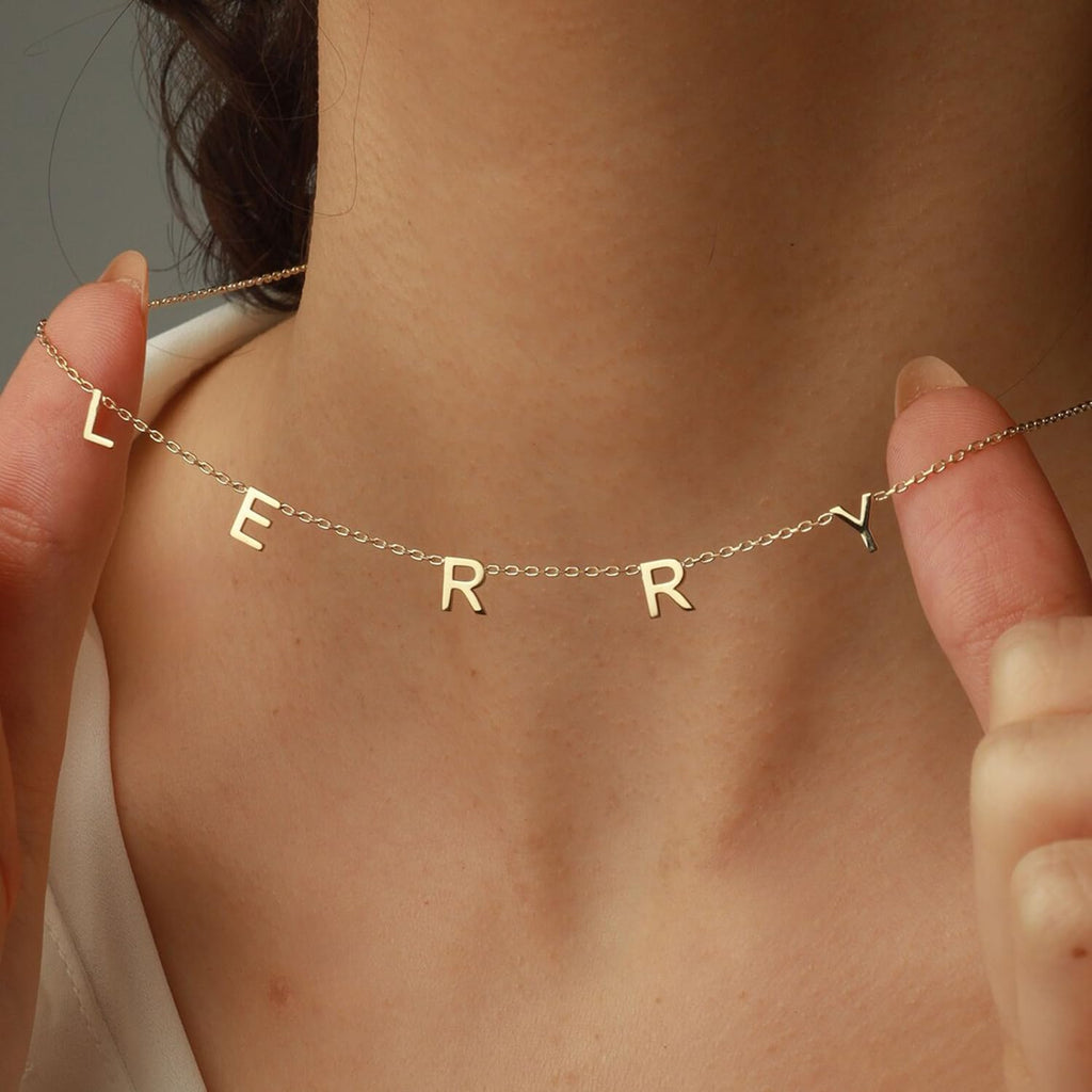 TRANGEL Multiple Initial Necklaces for Women,Custom Name Necklace Personalized,18K Gold Plated Choker Name Necklace Dainty Customize Letter Necklace for Girls