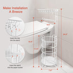 Goozii White Toilet Paper Holder Stand with Shelf, Free Standing Bathroom Tissue Holder for Large Mega Rolls, Metal Floor Toilet Paper Roll Holder with Wipes Storage and Phone Tray (White)