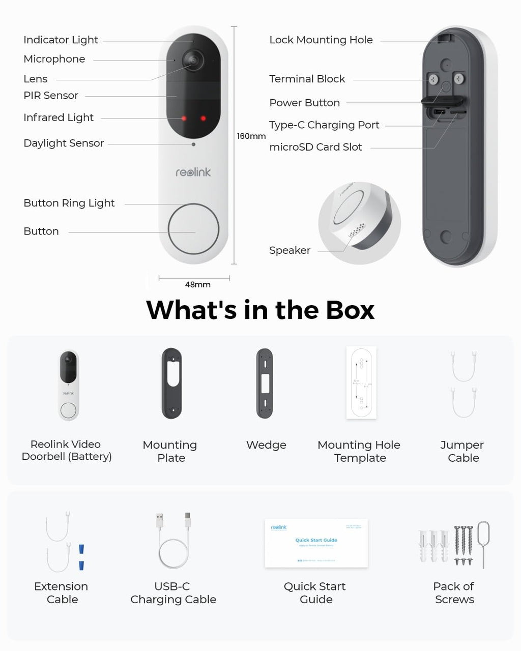 REOLINK Video Doorbell Camera, Battery Version, 2K 150°x150° Head-to-Toe View, 2.4/5 GHz Dual-Band WiFi, Person/Vehicle/Package Detection, Two-Way Talk, No Monthly Fees (Chime not Included)