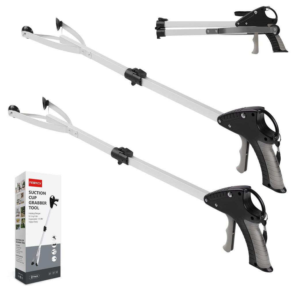 32" Grabber Reacher Tool, 2-Pack Foldable Reacher Grabber with Suction Cup Grip, Heavy Duty Pick Up Tool Grabbers for Seniors, Trash Picker Upper Grabber for Indoor & Outdoor Use