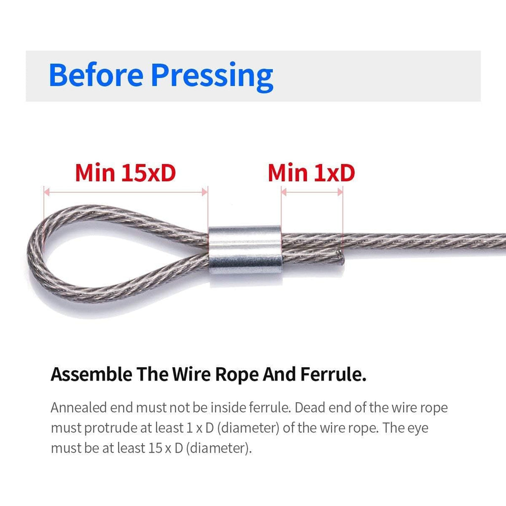 1/16 Aluminum Ferrules, Crimping Loop Sleeves 200PCS, Wire Rope Crimps